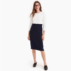 NWT JCREW Women’s Dress Blue White Workwear Knee length size two